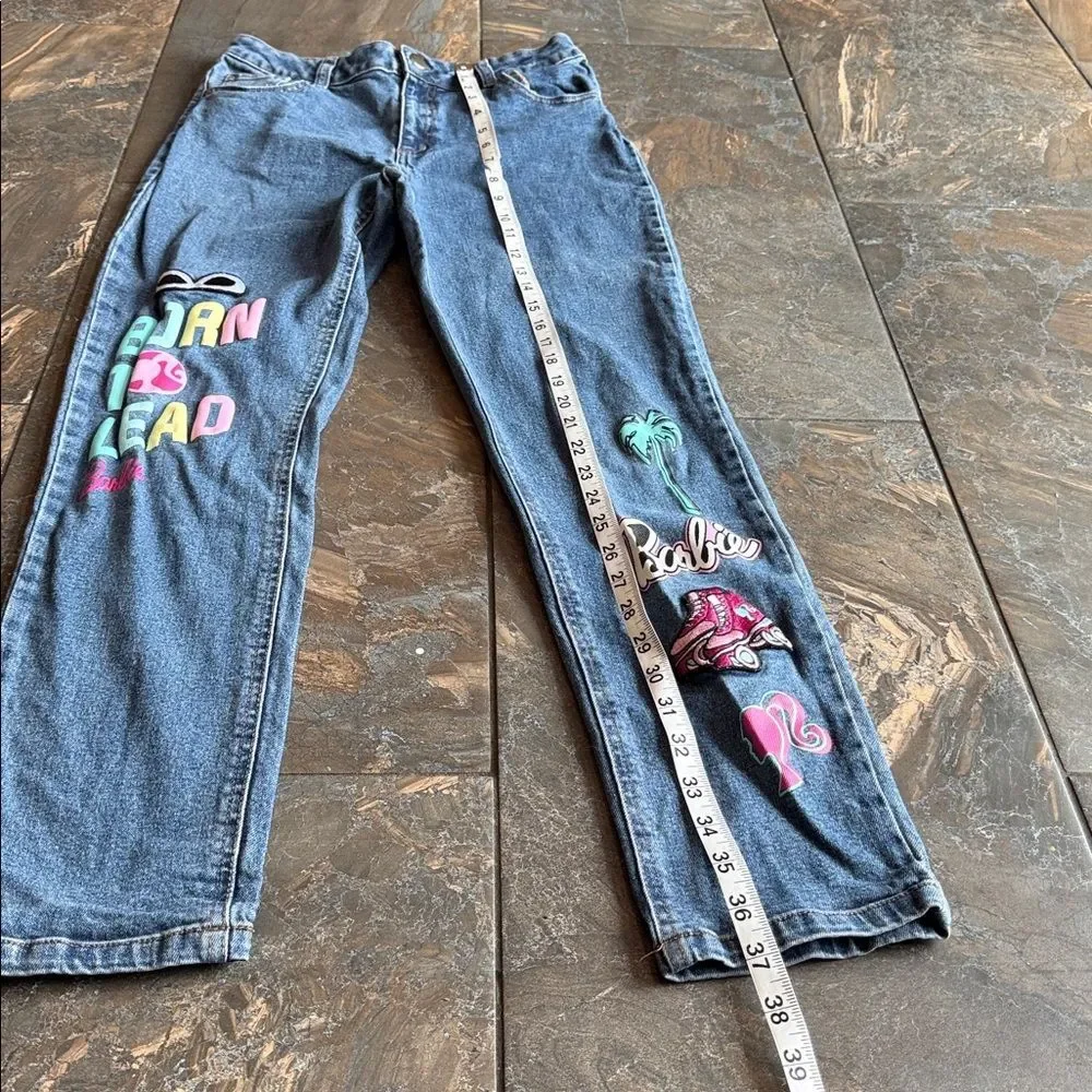 Barbie Jeans & T shirt (size sm) Screen Printed Denim Logos Girls Size 16